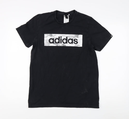 Additional front view of Adidas Men's Black Logo T-Shirt, size S