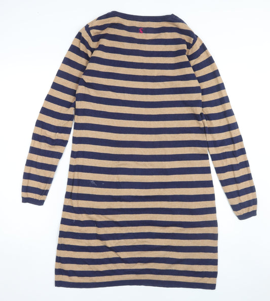 Joules Women's Beige Blue Striped Shift Dress Size 12