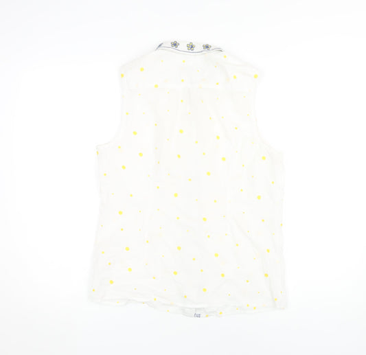 White Stuff Women's White Polka Dot Blouse Size 12