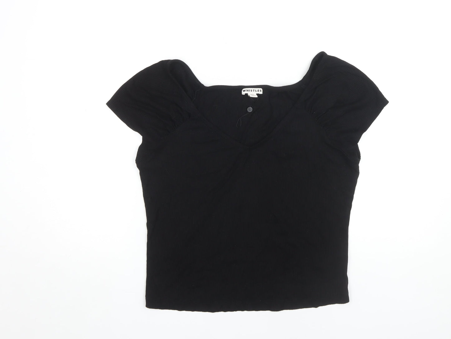 Whistles Women's Black V-Neck T-Shirt Size L
