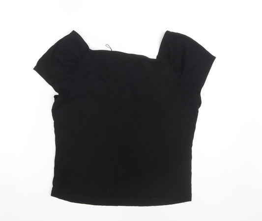 Whistles Women's Black V-Neck T-Shirt Size L
