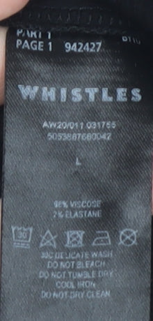 Whistles Women's Black V-Neck T-Shirt Size L