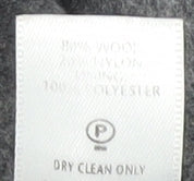 Brand and care label for BH Women’s Grey Wool Overcoat, size UK 12, Classic Style