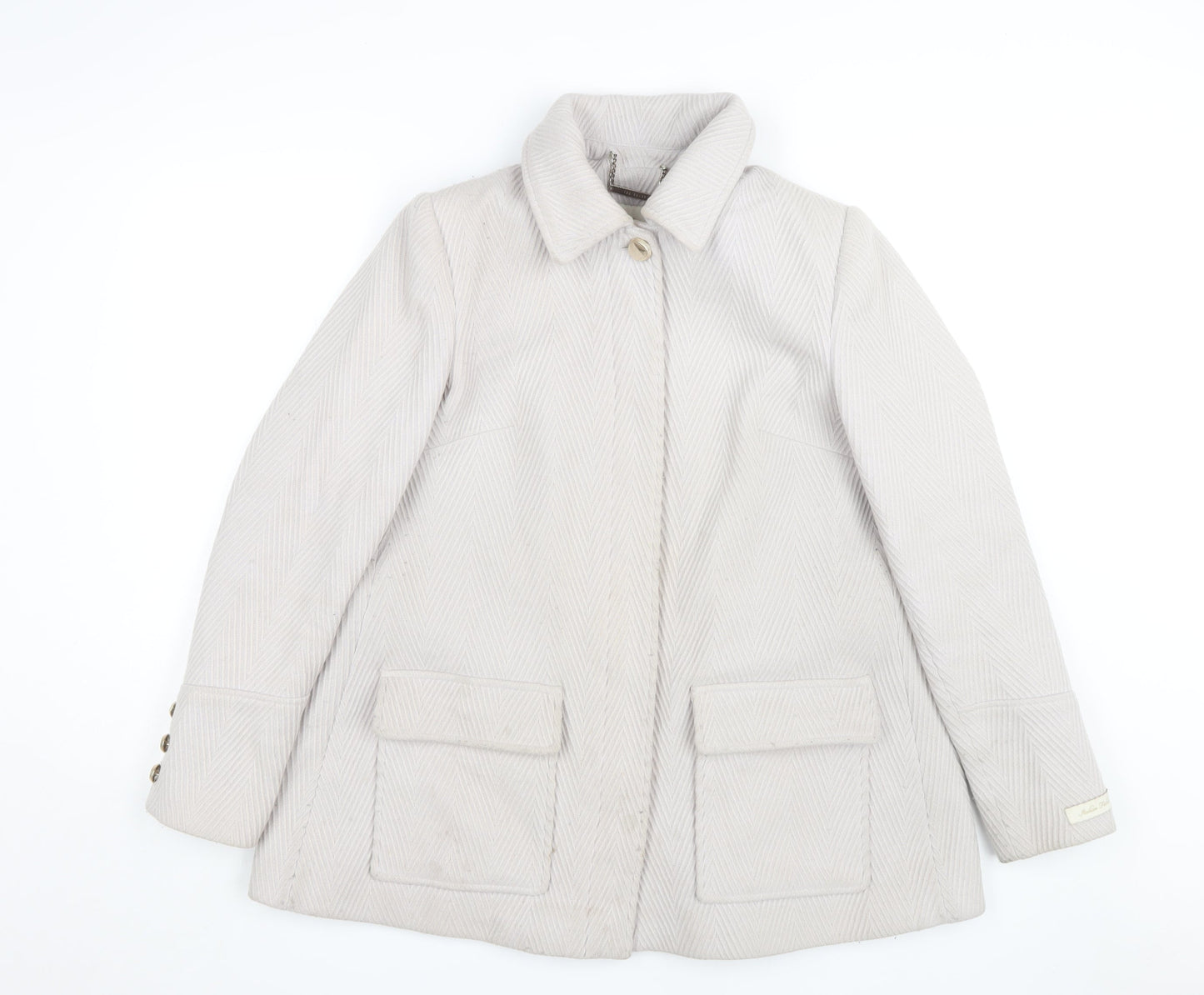 Ted Baker Women's Beige Classic Wool Overcoat Size 10