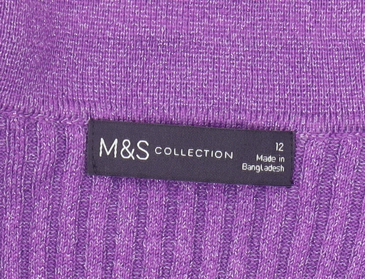 Marks and Spencer Women's Purple Collared Pullover Jumper Size 12