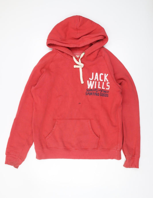 Jack Wills Women's Red Logo Hoodie Size 14 UK