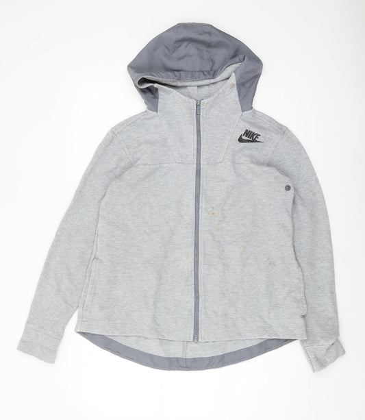 Womens UK S Regular Nike Grey Full Zip Hoodie
