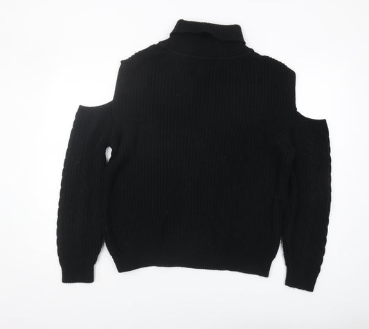 ASOS Women's Black High Neck Jumper, S, Cold Shoulder