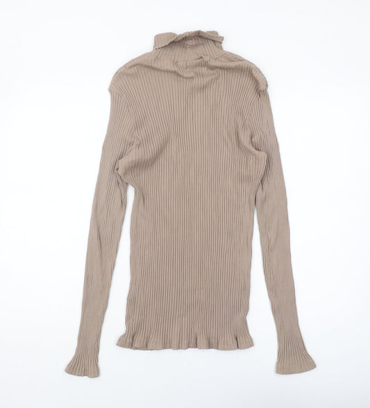 ASOS Women's Beige High Neck Knit Blouse XL Casual