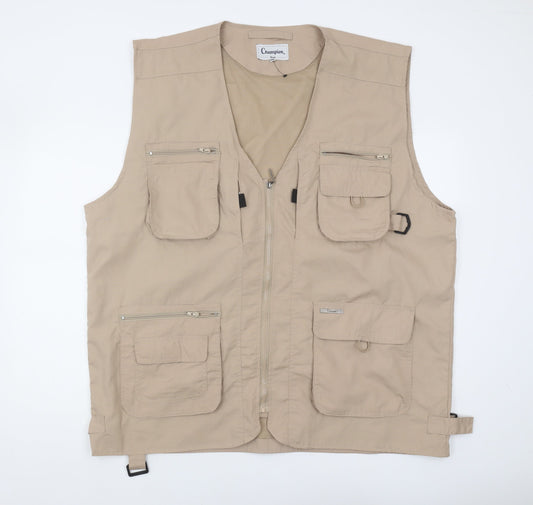 Champion Men's Beige 3XL Waistcoat with Zipped Pockets