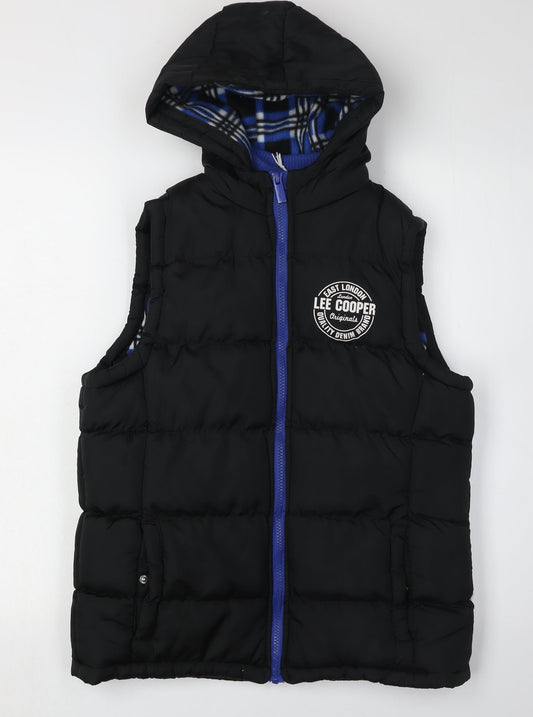 Lee Cooper Boys' Black Hooded Gilet 13 Years