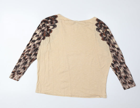 Laura Ashley Women's Beige Animal Print T-Shirt - Size 14