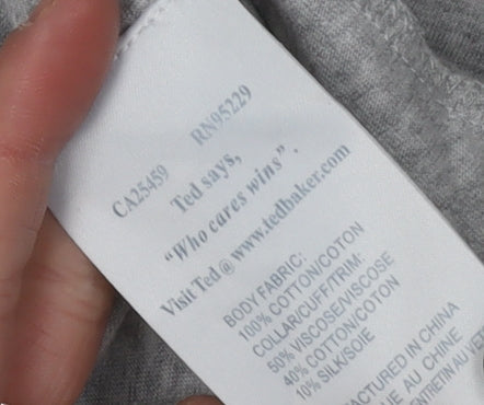 Ted Baker Men’s Grey Collared Henley Jumper - L