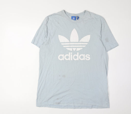 Mens UK Size L adidas Blue Cotton T-Shirt