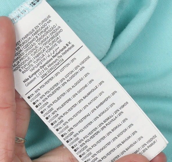 Nike Women's Blue Scoop Neck T-Shirt, Size S