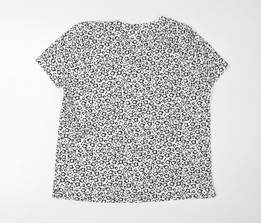 Hobbs Women's Black & White Animal Print T-Shirt - Size L