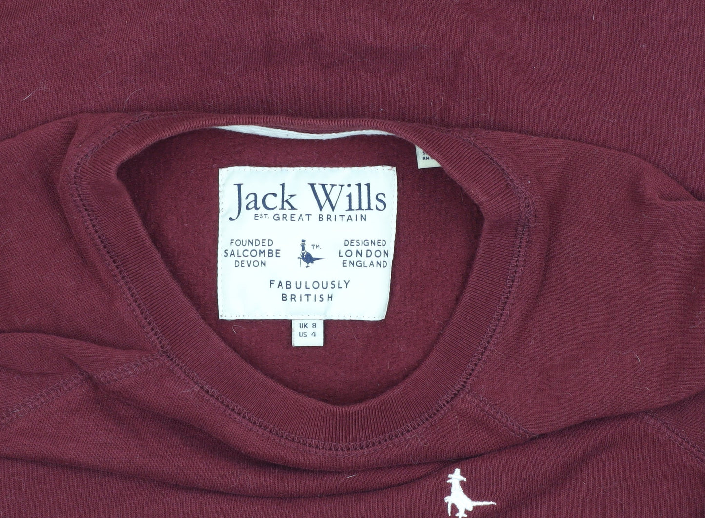 Jack Wills Women's Red Crew Neck Sweatshirt Size 8