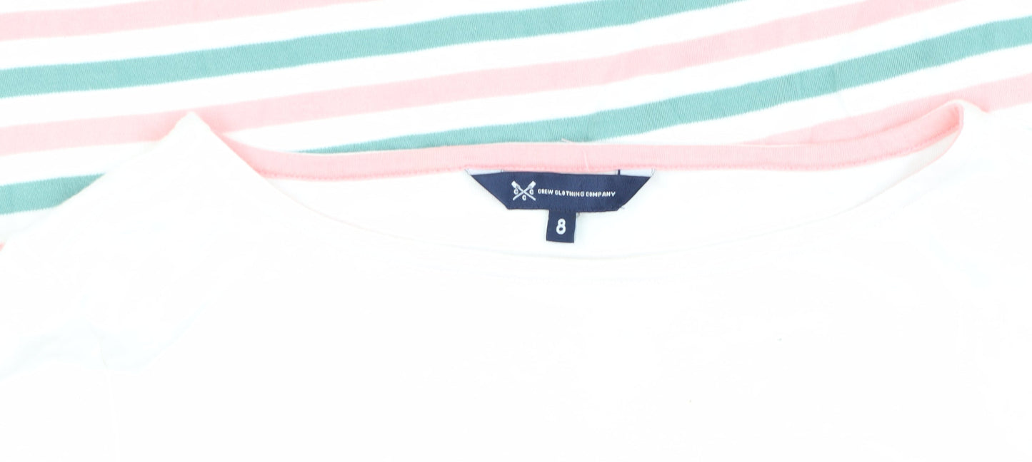 Crew Clothing Women's Multicoloured Stripe T-Shirt Size 8