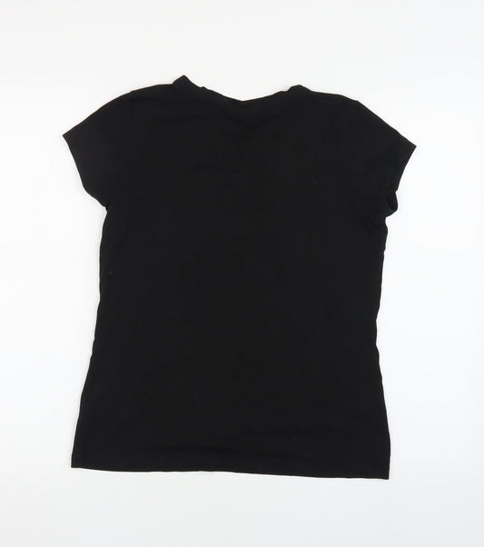 Womens UK Size M Tahari Black Cotton Blend T-Shirt