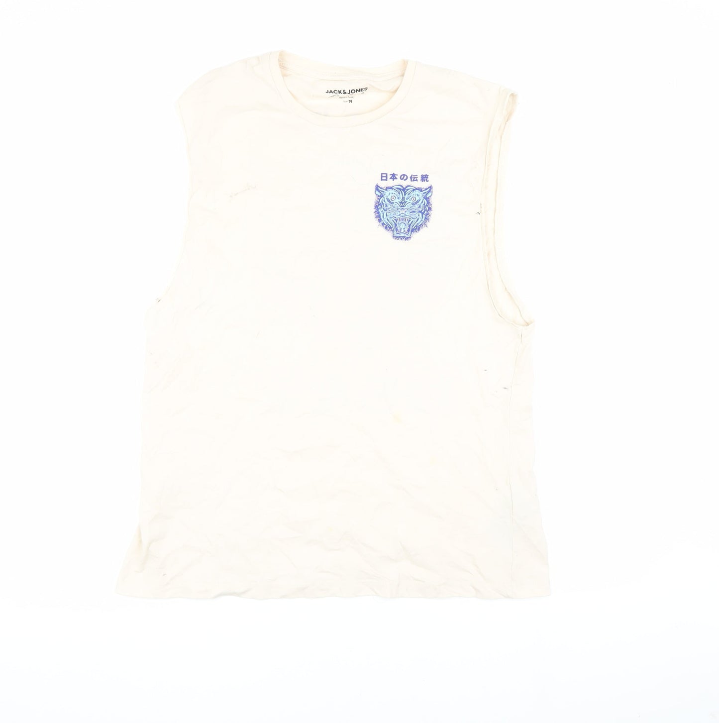 Jack & Jones Men's Beige Graphic Print Tank Top M