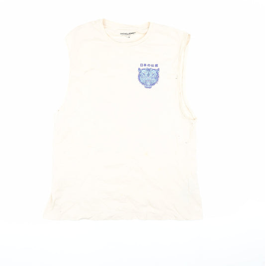 Jack & Jones Men's Beige Graphic Print Tank Top M