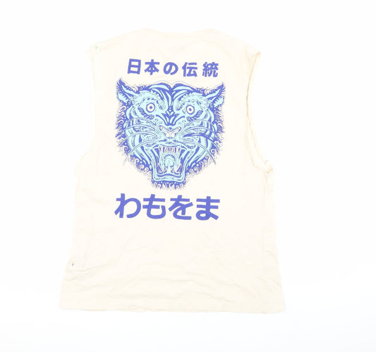 Jack & Jones Men's Beige Graphic Print Tank Top M