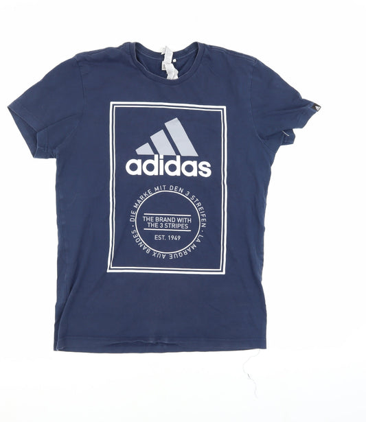 Mens UK Size S adidas Blue Cotton T-Shirt