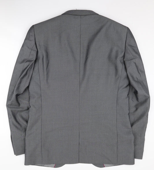 Next Men's Grey 42 Long Suit Jacket, Notch Lapel