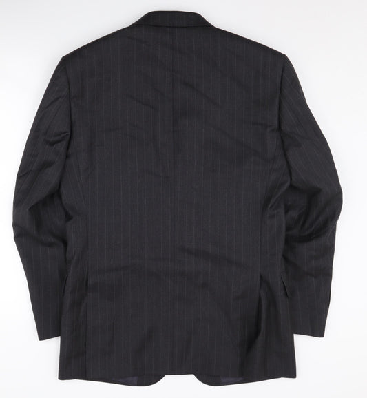 T.M.Lewin Men's Black Striped Suit Jacket 38S