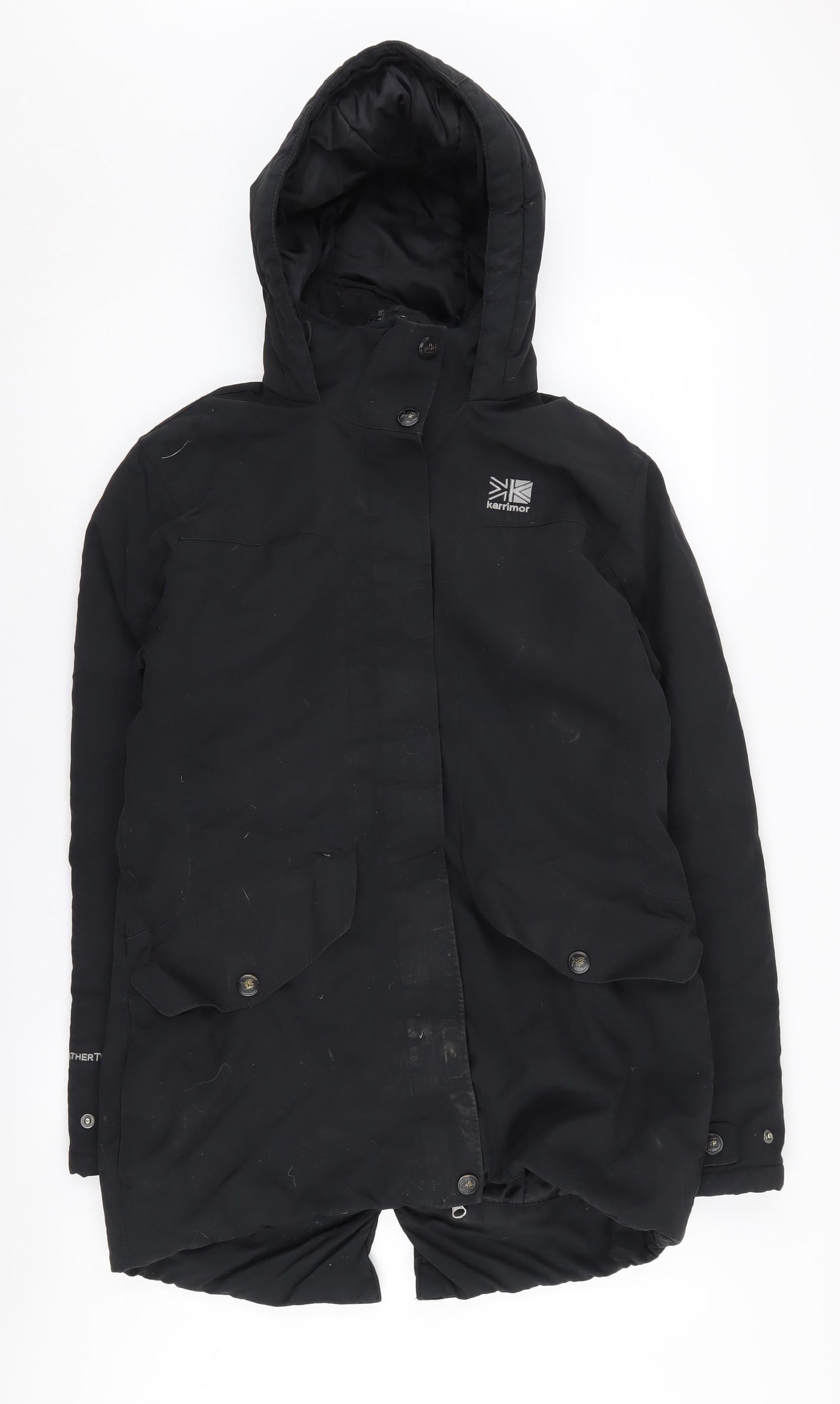 Karrimor Women's Black Parka Jacket Size 10 Hooded Winter Coat