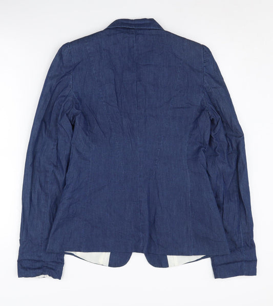 Koton Women's Blue Denim Blazer, Size 8, Casual Style