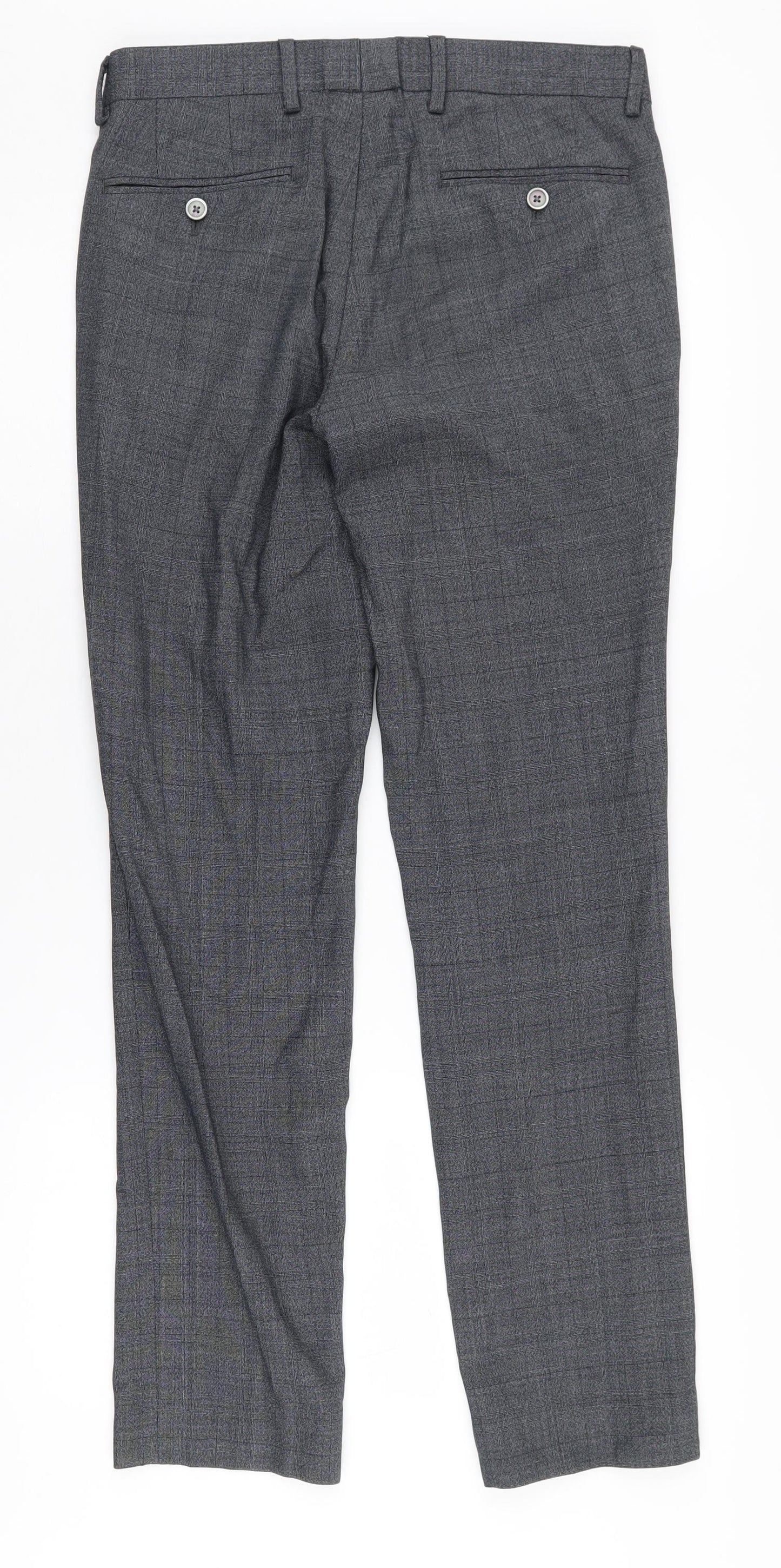T.M. Lewin Men's Grey Check Dress Pants, 28R