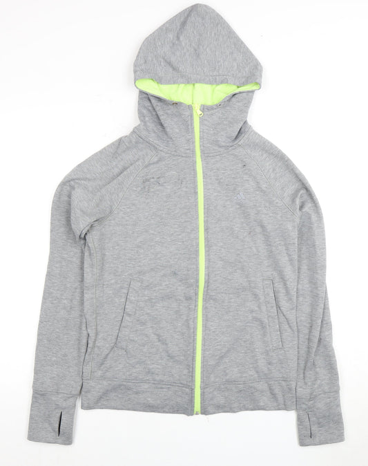 Womens UK S Regular adidas Grey Full Zip Hoodie