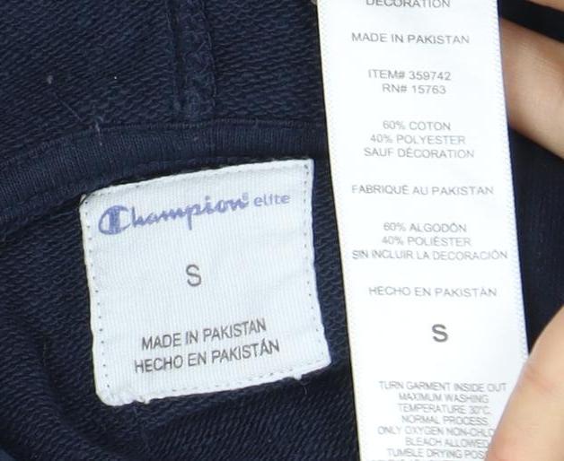 Champion Men's Blue Pullover Hoodie - Size S