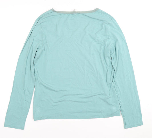 Womens UK Size 14 Laura Ashley Blue Viscose Blend T-Shirt