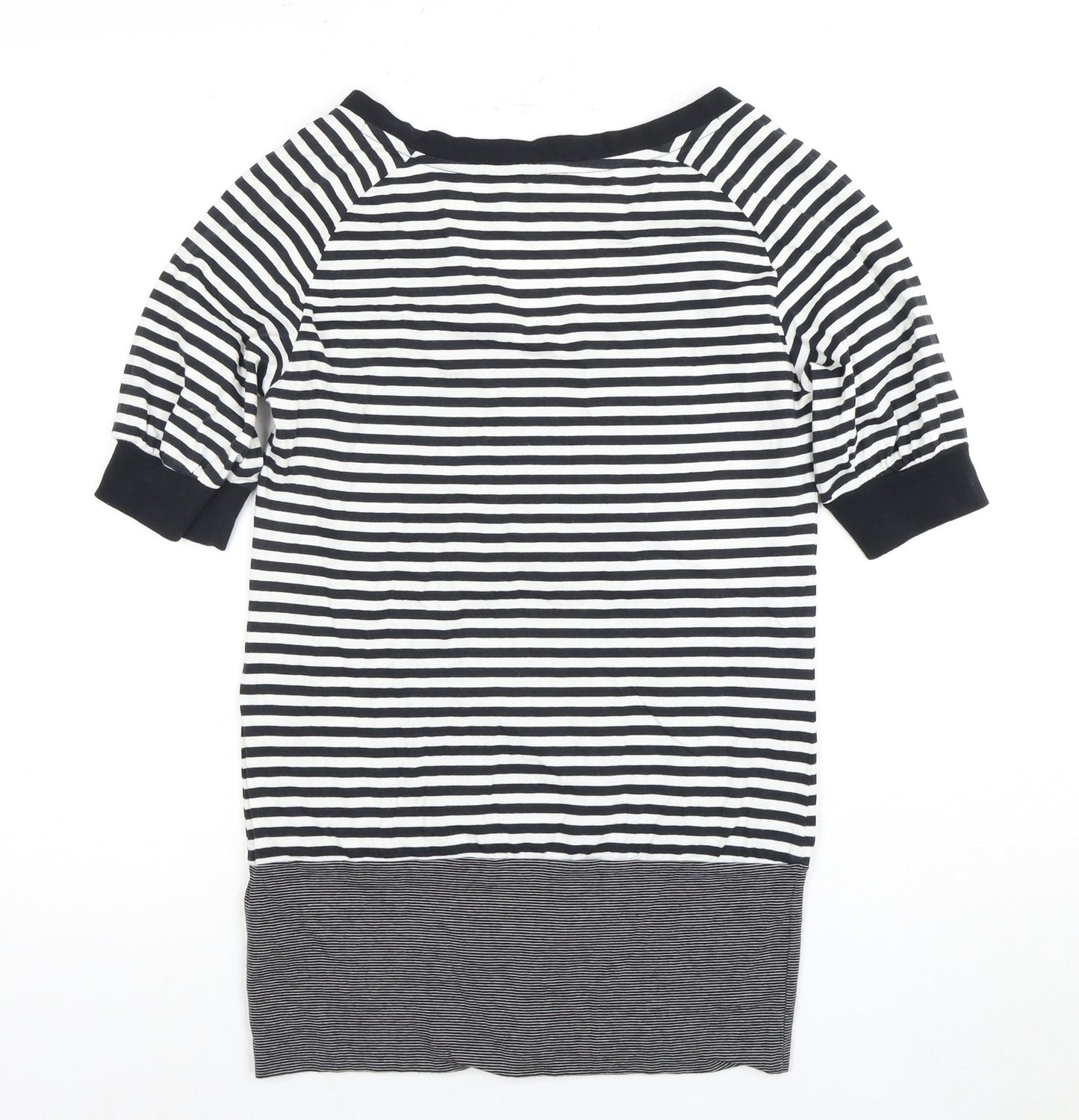 Adidas Women's Black/White Striped V-Neck T-Shirt Size 8