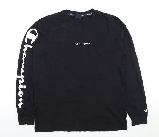 Champion Men's Black Long Sleeve T-Shirt - Small