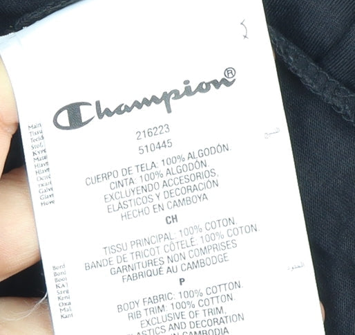 Champion Men's Black Long Sleeve T-Shirt - Small