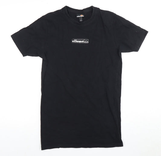 Additional front view of Ellesse Men's Black XS Crew Neck T-Shirt Logo Short Sleeve