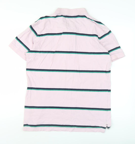 Crew Clothing Co. Men's Pink Striped Polo Shirt M