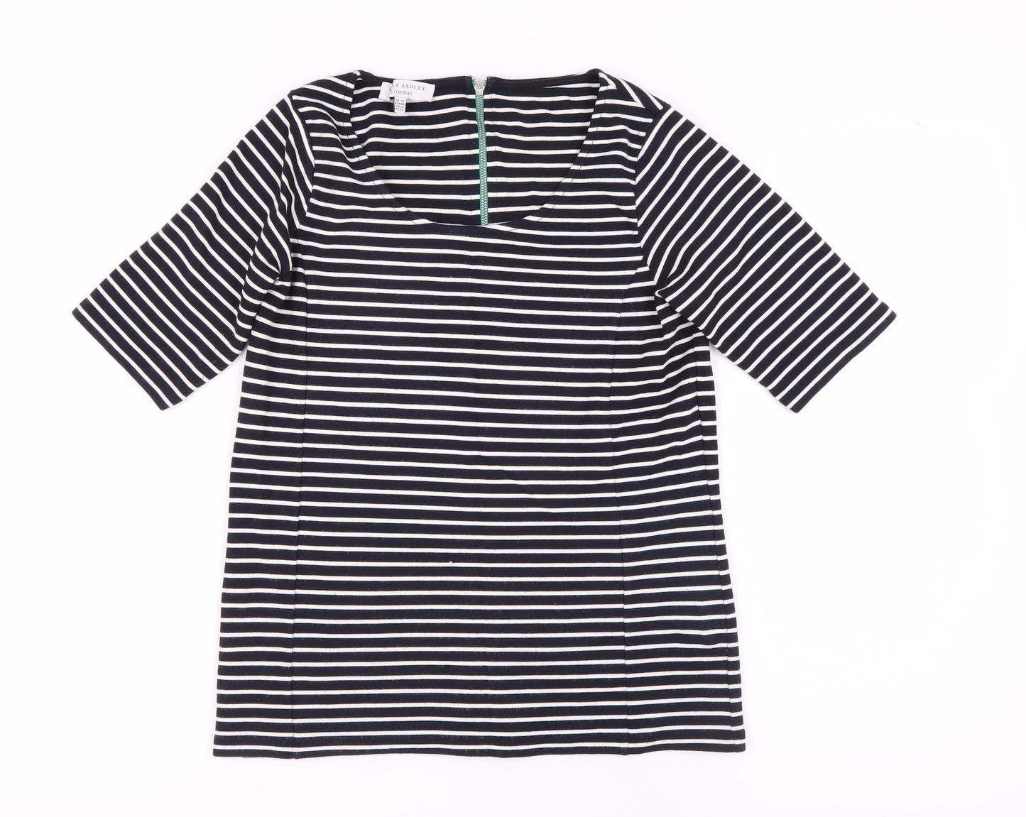 Laura Ashley Women's Black Striped T-Shirt Size 14