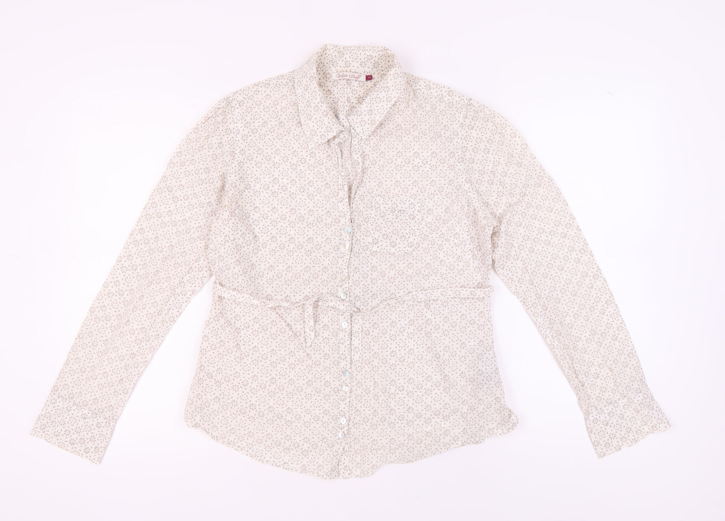 White Stuff Women's White Button-Up Floral Shirt