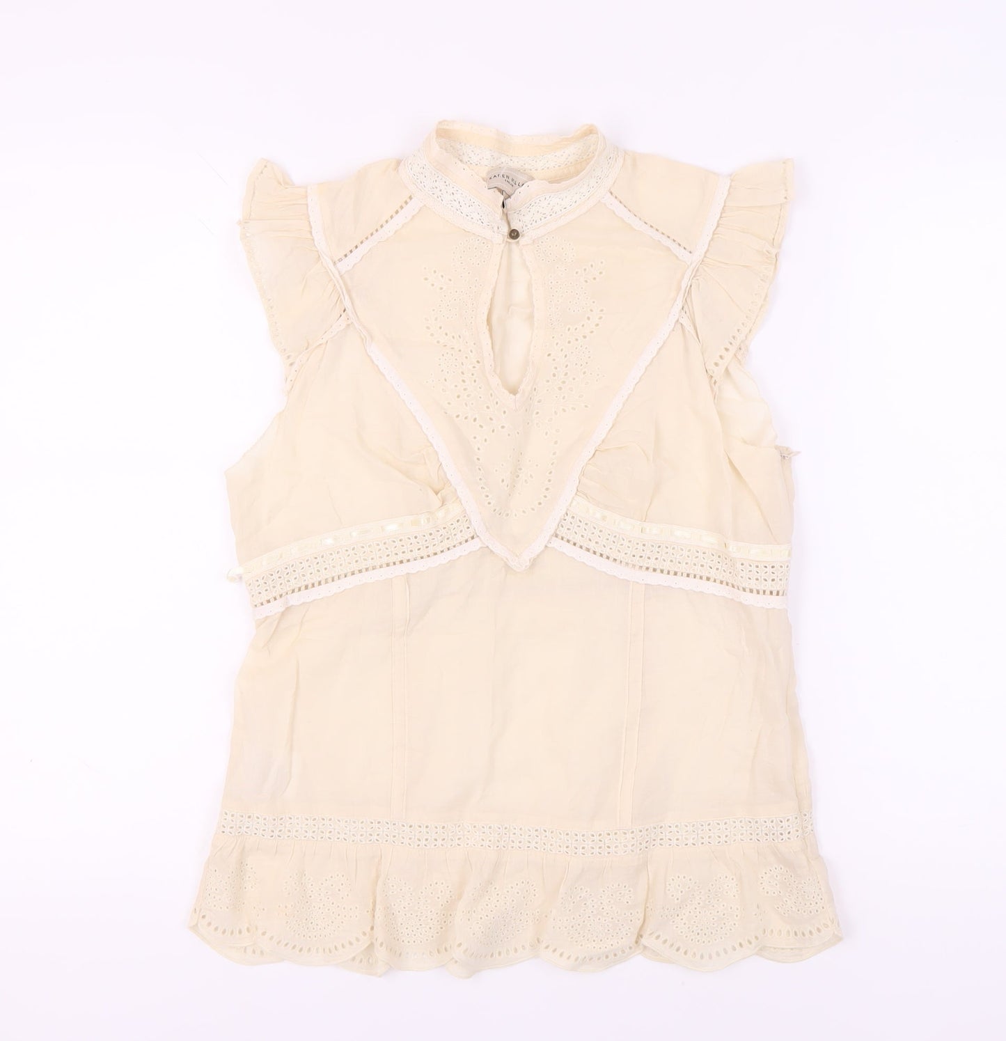 Karen Millen Beige Camisole High Neck Blouse Size 14