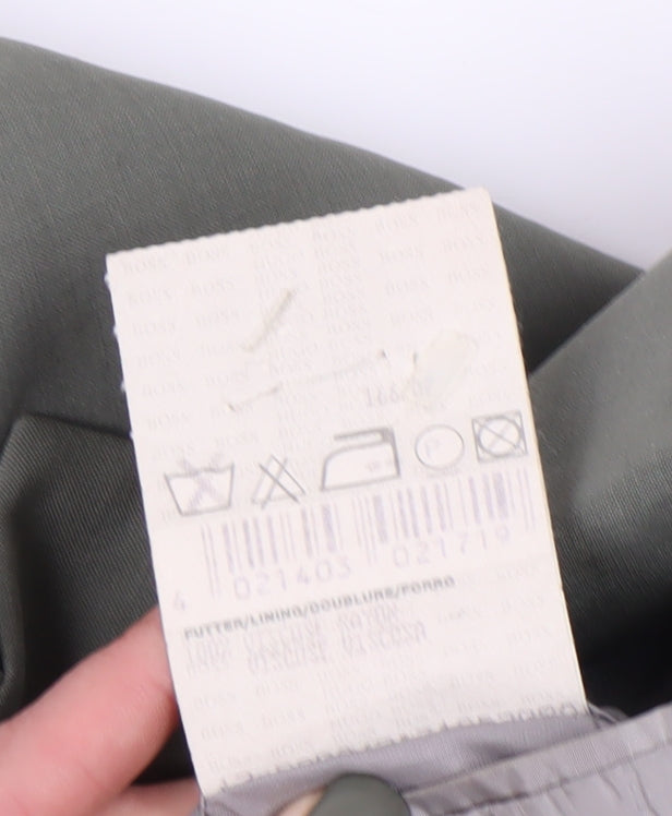 Hugo Boss Men's Green Wool Blazer Size 40, Classic Style