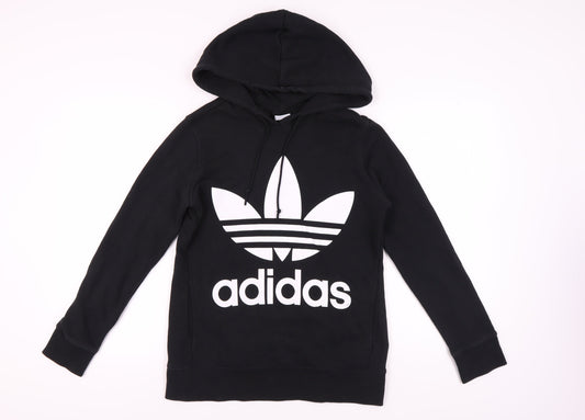 Womens UK 8 Regular adidas Black Pullover Hoodie