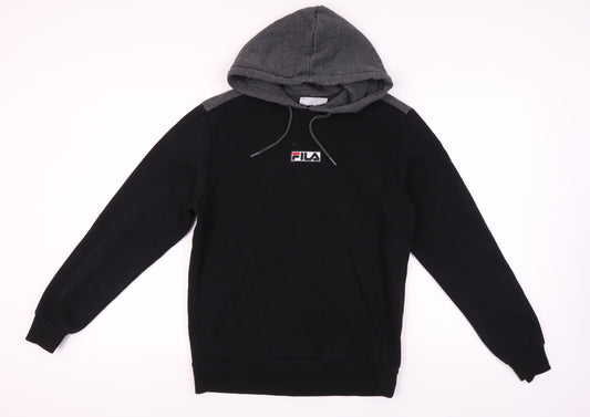 Additional front view of Fila Men's Black Pullover Hoodie M with Logo Accent
