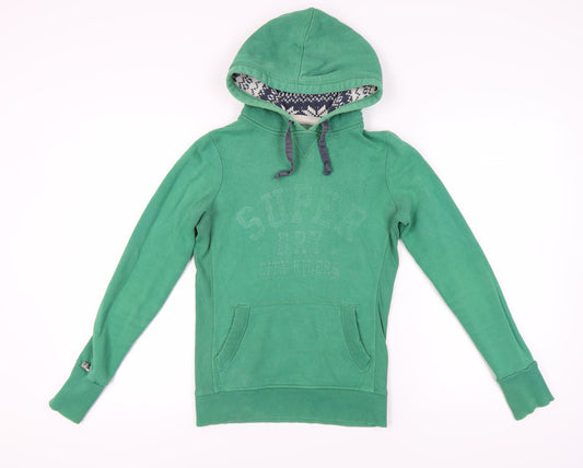 Womens UK XS Regular Superdry Green Pullover Hoodie