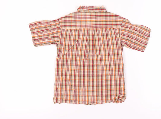 Columbia Boys Orange Plaid Button-Up Shirt 4 Years