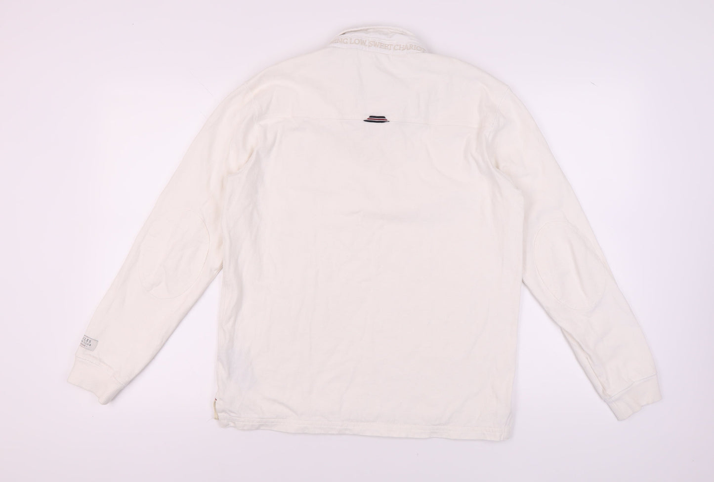 Joules Unisex Polo White M with Embroidered Rose