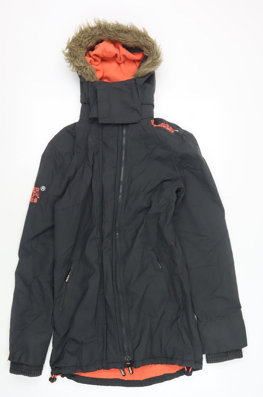 Womens UK Size XS Regular Superdry Black Nylon Jacket